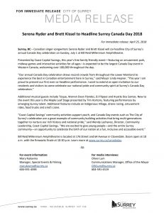 Surrey Canada Day Headline @ Bill Reid Millennium Amphitheatre | Surrey | British Columbia | Canada